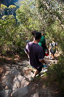 14 Tourists walking down on trail