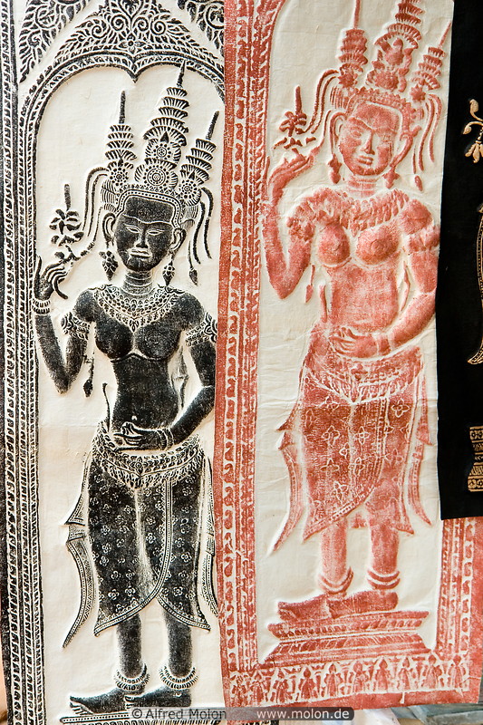 14 Apsara images on paper souvenirs
