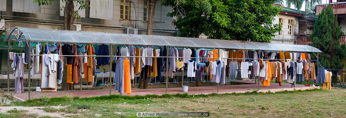 56 Buddhist monk robes drying