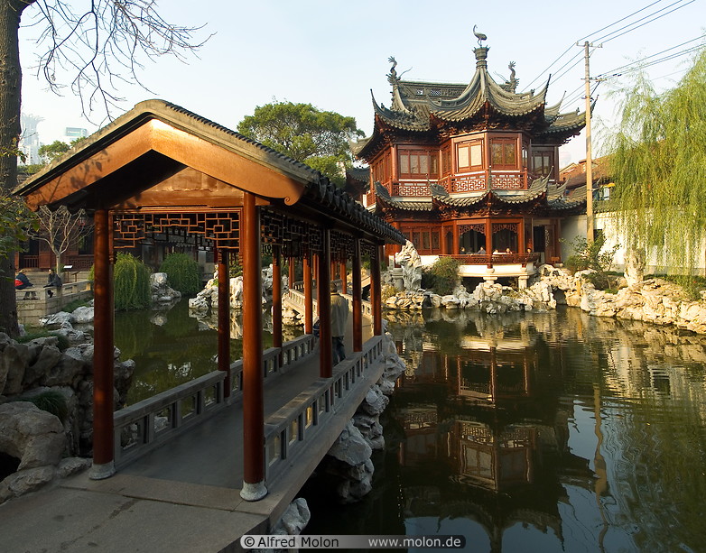 05 Ancient Chinese house on pond and bridge