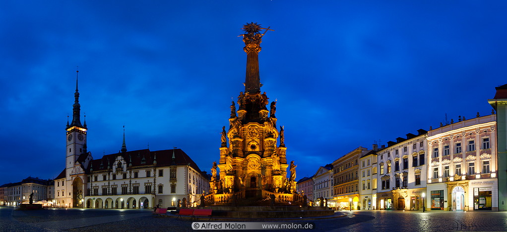 07 Horni Namesti square with town hall and holy trinity column at night