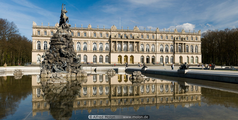 14 Herrenchiemsee castle mirrored in pool