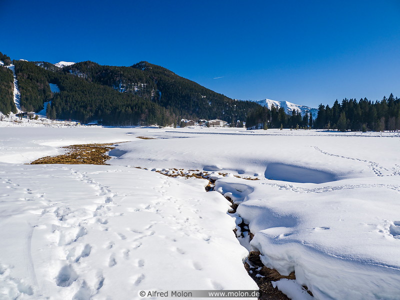 12 Snow covered Spitzingsee lake in winter