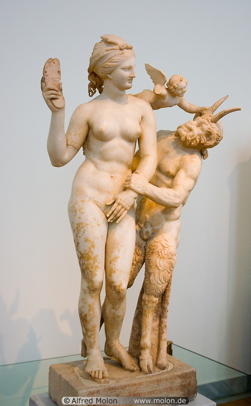 04 Marble statues of Aphrodite, Pan and Eros