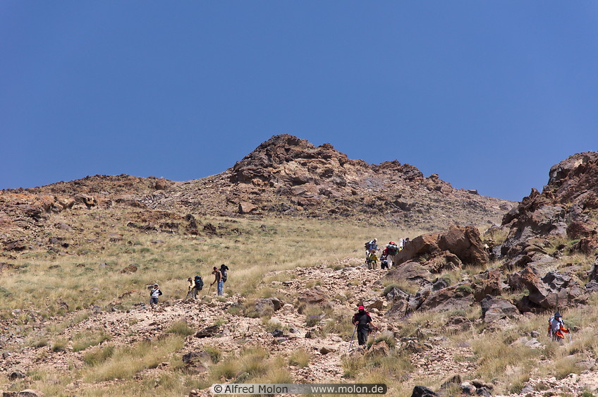 20 Hikers descending Mt Damavand