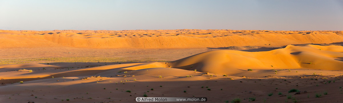25 Sand dunes panoramic view at sunset