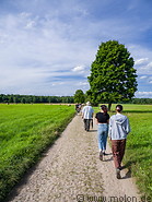 40 Tourists walking towards Bialowieza forest