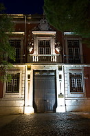 28 Illuminated building facade at night