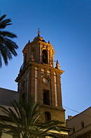 23 Santiago church tower at dusk