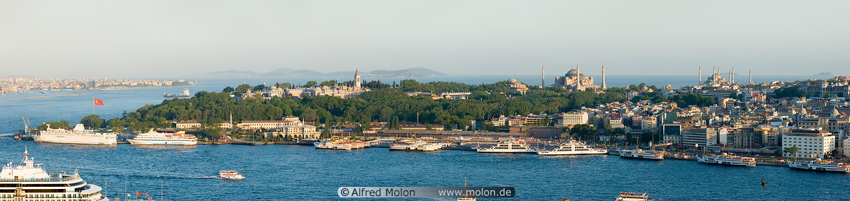 20 Panoramic view of Golden Horn with Hagia Sophia, Blue mosque and Topkapi palace