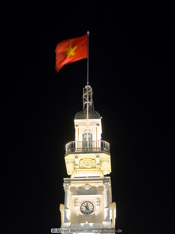 17 City Hall clock tower at night